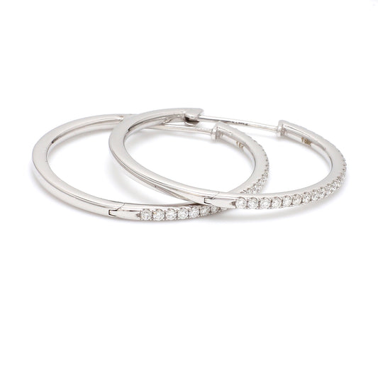 Natural Diamond Hoop Earrings – 18K Gold | 30mm