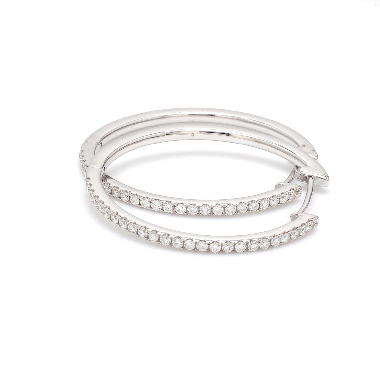 Natural Diamond Hoop Earrings – 18K Gold | 30mm