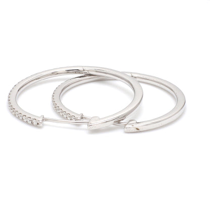 Natural Diamond Hoop Earrings – 18K Gold | 30mm
