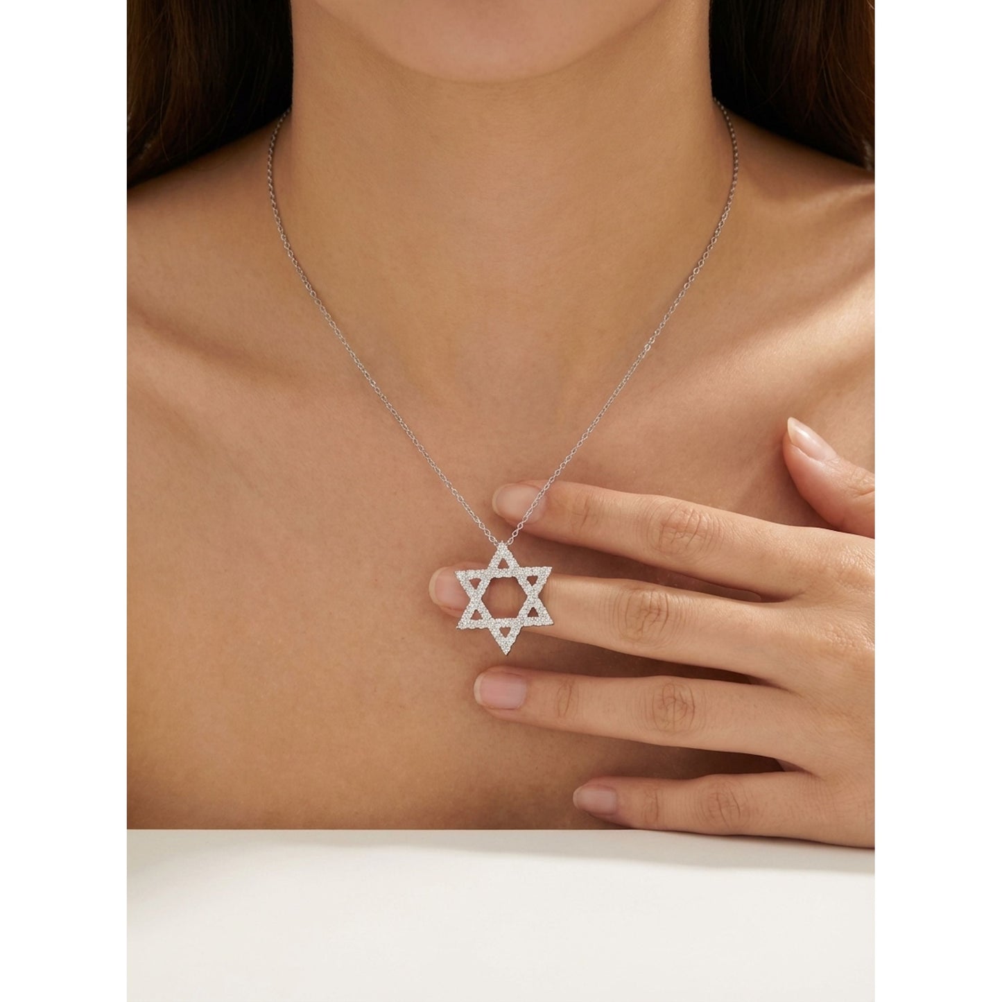 Diamond Star Pendant in 18K White Gold