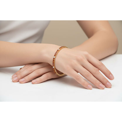 Diamond Orange Sapphire Stretch Bracelet 60mm-14K Yellow Gold