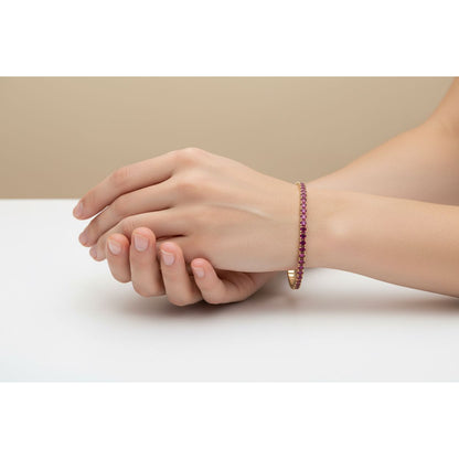 Pink Tourmaline Stretch Bracelet 60mm-14K Yellow Gold