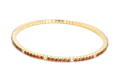 Diamond Orange Sapphire Stretch Bracelet 60mm-14K Yellow Gold