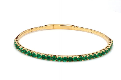 18K Yellow Gold Natural Emerald Flexible Bracelet