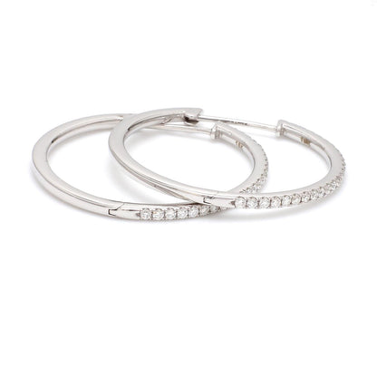 Natural Diamond Hoop Earrings – 18K Gold | 30mm