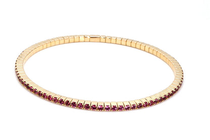 Pink Tourmaline Stretch Bracelet 60mm-14K Yellow Gold
