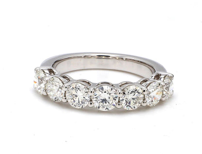 18K White Gold 7 Stone Round Cut Wedding Band - GIA Certified