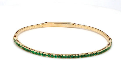18K Yellow Gold Natural Emerald Flexible Bracelet