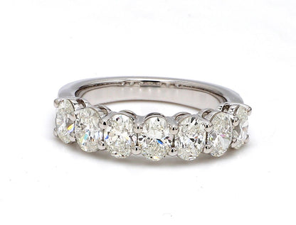 18K White Gold 7 Stone Oval Cut Wedding Band - GIA Certified