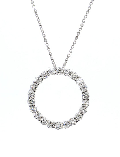 Diamond Round Pendant in 18K White Gold