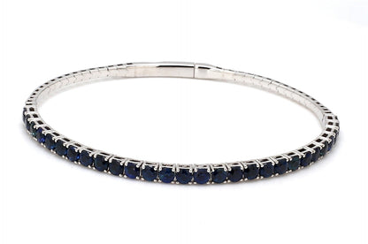 18K White Gold Natural Blue Sapphire Flexible Bracelet