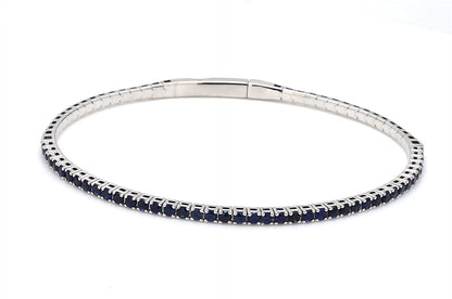 18K White Gold Natural Blue Sapphire Flexible Bracelet