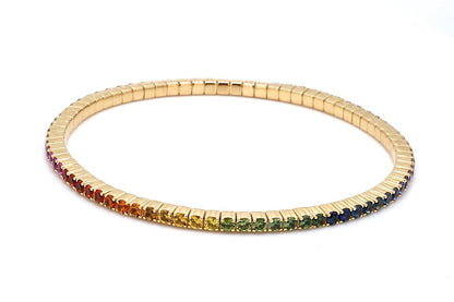 Multicolor Sapphire Stretch Bracelet-14K Yellow Gold