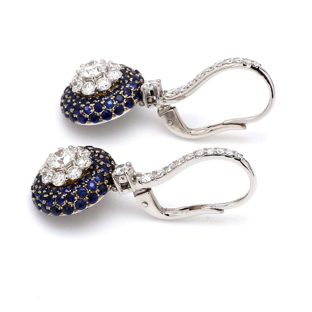 GIA certified 30 Pointer Centre with Blue Sapphire Diamond Flower Earring