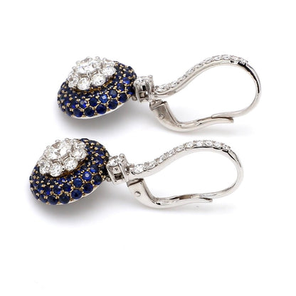 GIA certified 30 Pointer Centre with Blue Sapphire Diamond Flower Earring