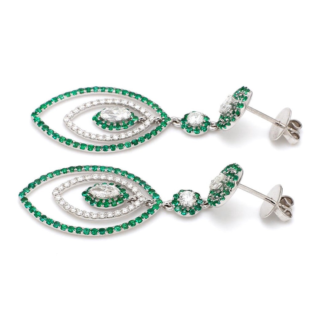 Emerald Diamond Marquise Shape Earring