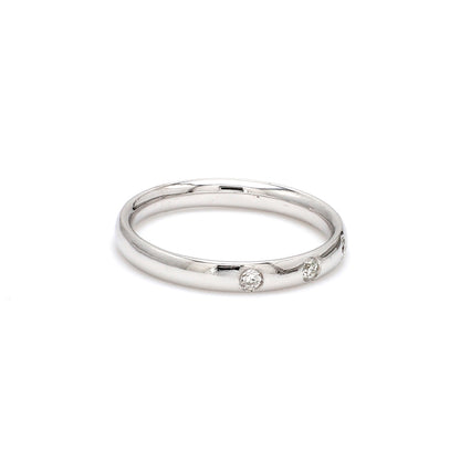Three-Stone Diamond Band Ring – 18K White Gold | 2mm Diamonds