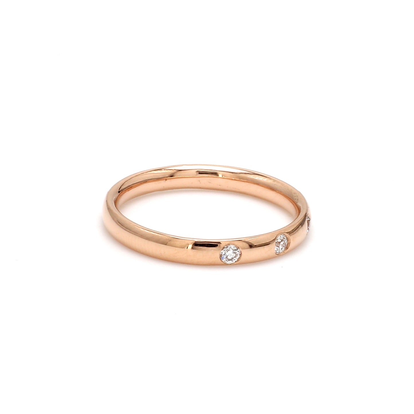 Three-Stone Diamond Band Ring – 18K Rose Gold | 2mm Diamonds