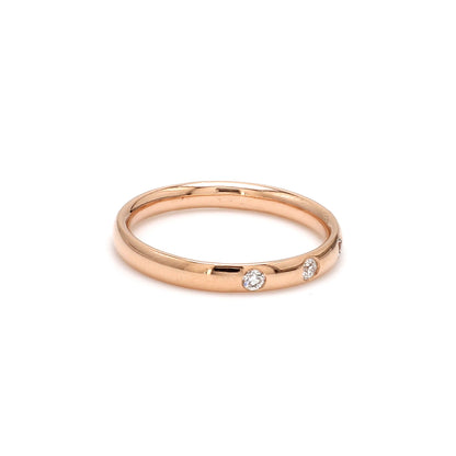 Three-Stone Diamond Band Ring – 18K Rose Gold | 2mm Diamonds