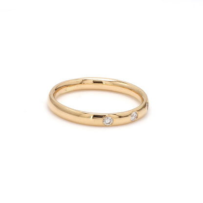 Three-Stone Diamond Band Ring – 18K Yellow Gold | 2mm Diamonds