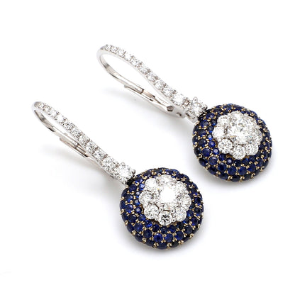 GIA certified 30 Pointer Centre with Blue Sapphire Diamond Flower Earring