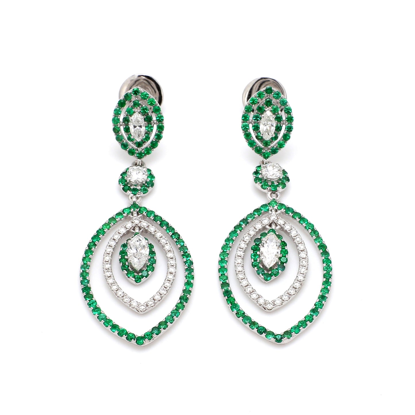 Emerald Diamond Marquise Shape Earring