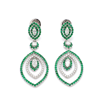 Emerald Diamond Marquise Shape Earring