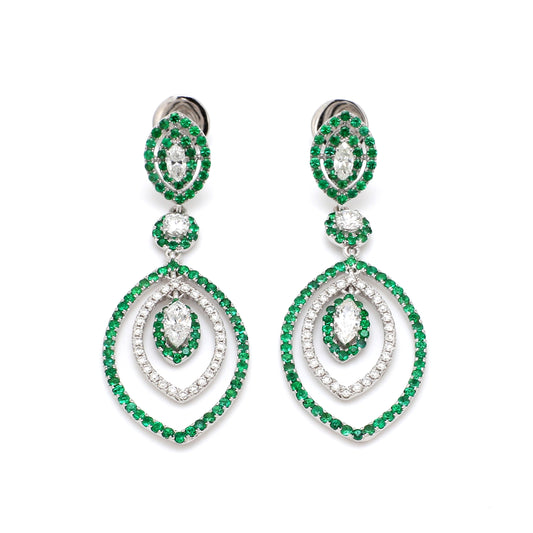 Emerald Diamond Marquise Shape Earring