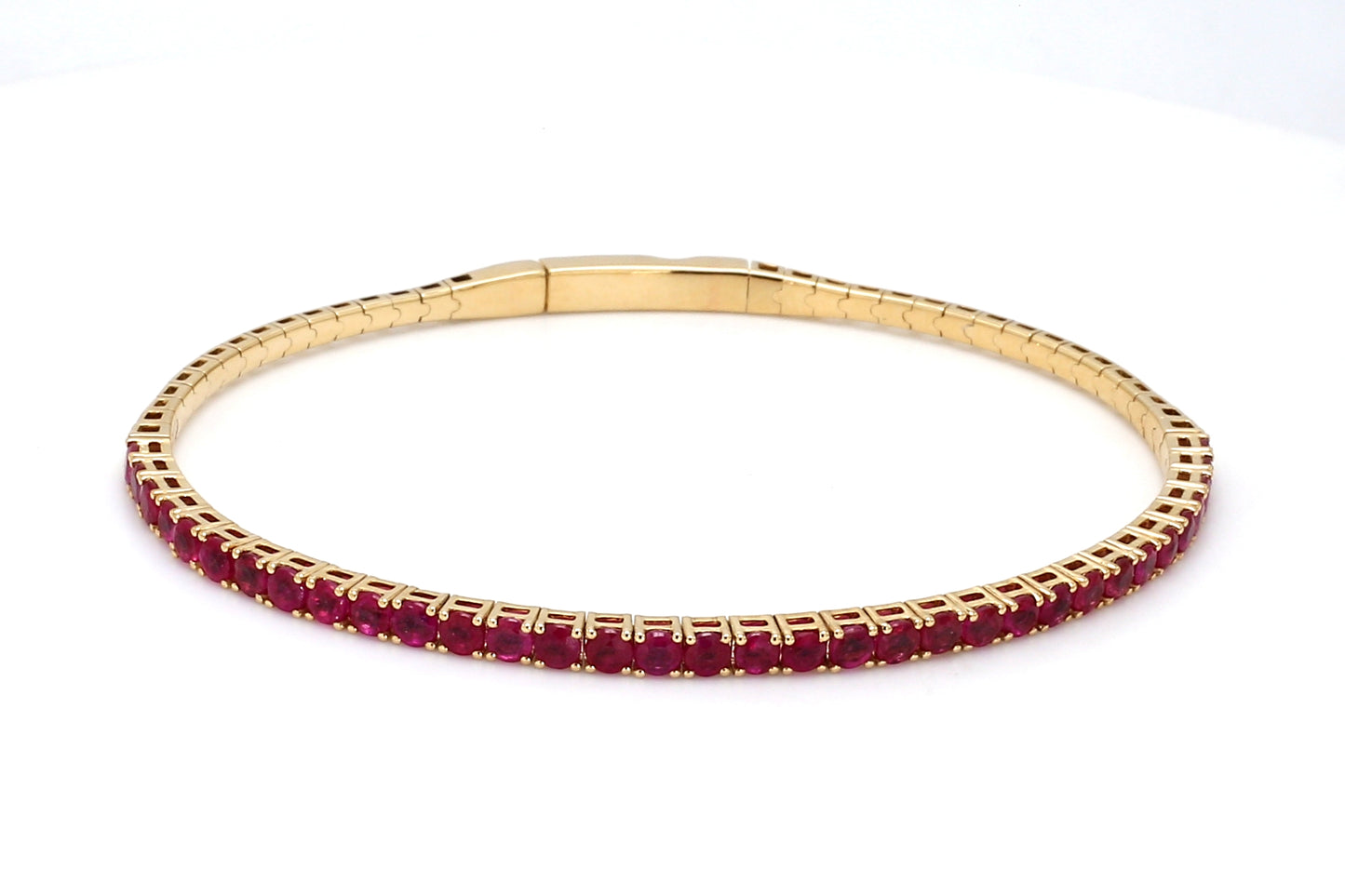 18K Yellow Gold Natural Ruby Flexible Bracelet