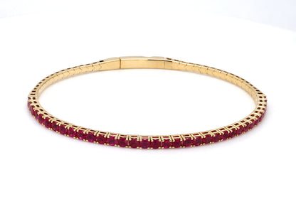 18K Yellow Gold Natural Ruby Flexible Bracelet