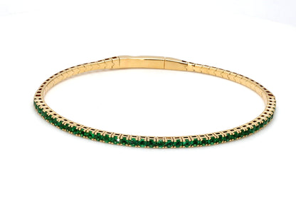18K Yellow Gold Natural Emerald Flexible Bracelet