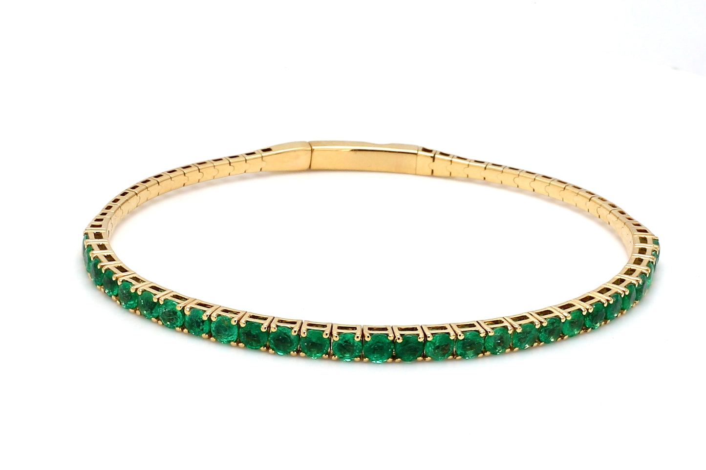 18K Yellow Gold Natural Emerald Flexible Bracelet