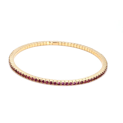 Pink Tourmaline Stretch Bracelet 60mm-14K Yellow Gold