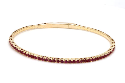 18K Yellow Gold Natural Ruby Flexible Bracelet