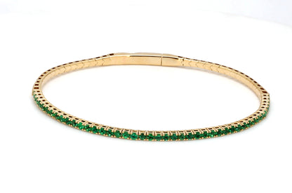 18K Yellow Gold Natural Emerald Flexible Bracelet