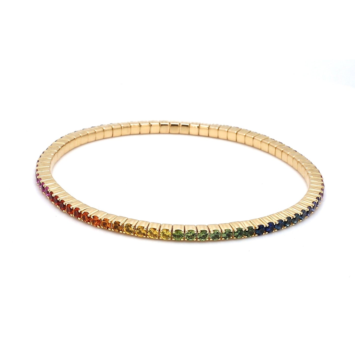 Multicolor Sapphire Stretch Bracelet-14K Yellow Gold