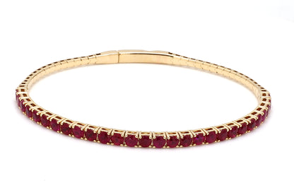 18K Yellow Gold Natural Ruby Flexible Bracelet