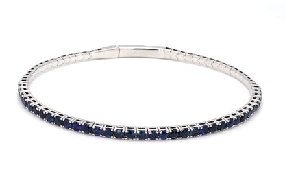18K White Gold Natural Blue Sapphire Flexible Bracelet
