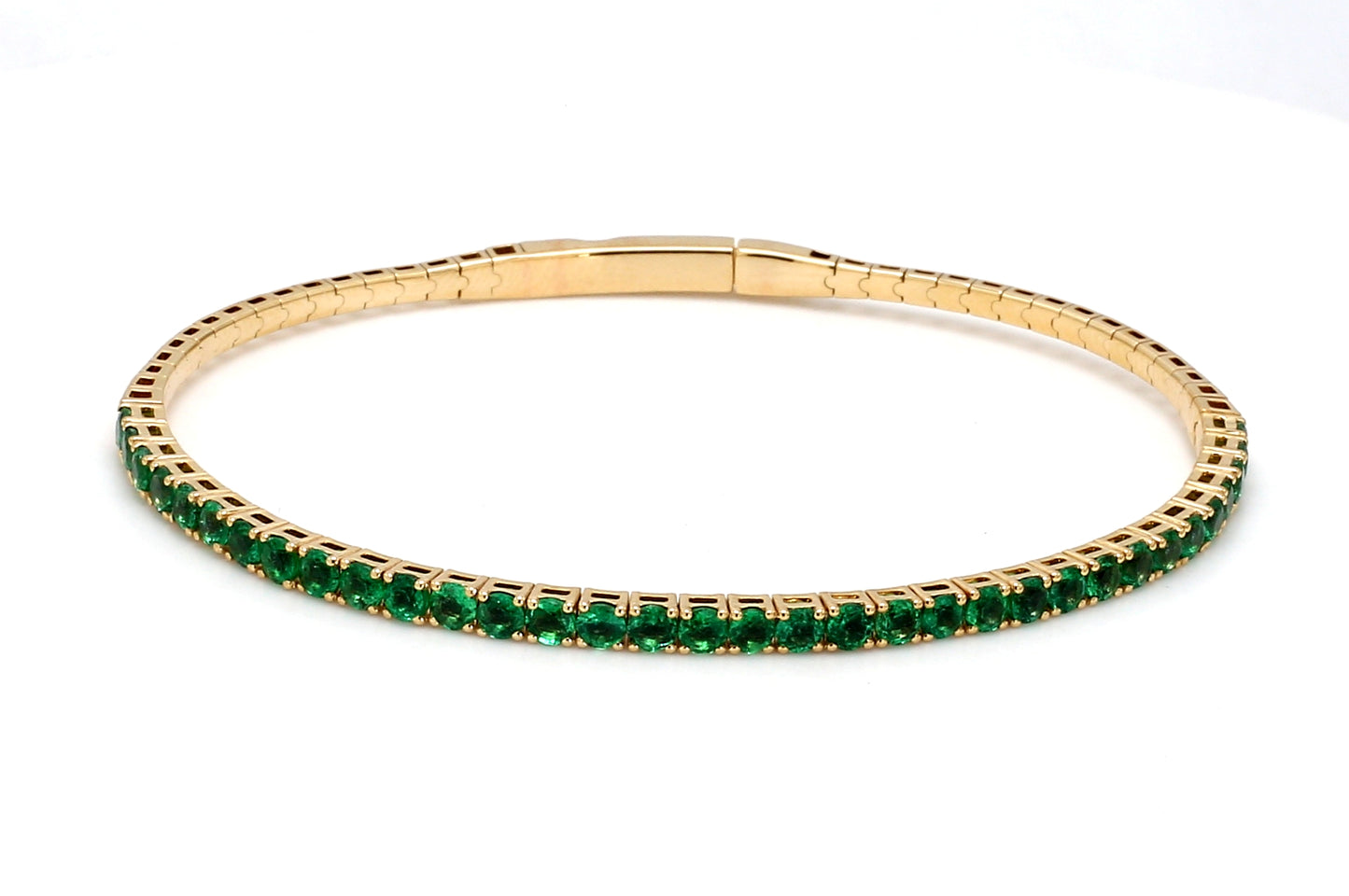 18K Yellow Gold Natural Emerald Flexible Bracelet