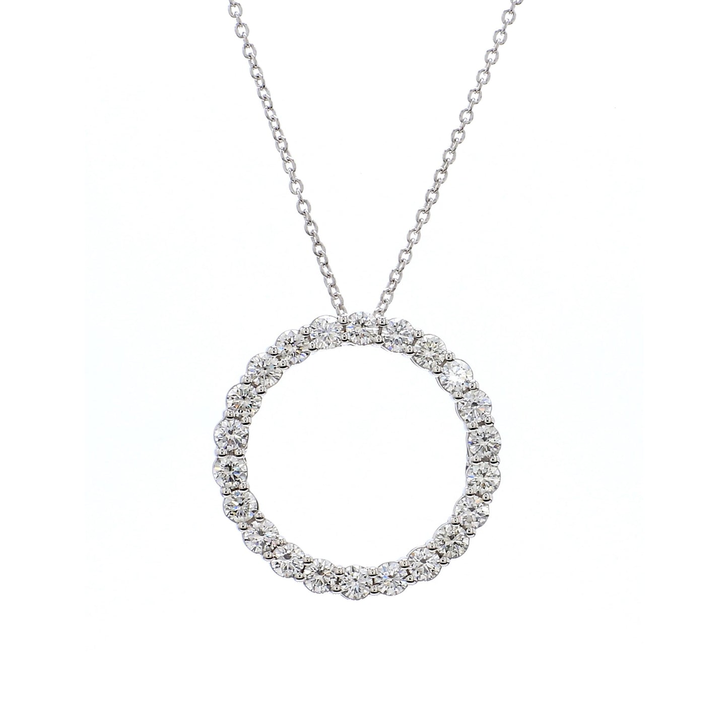 Diamond Round Pendant in 18K White Gold