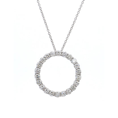 Diamond Round Pendant in 18K White Gold