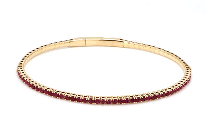 18K Yellow Gold Natural Ruby Flexible Bracelet