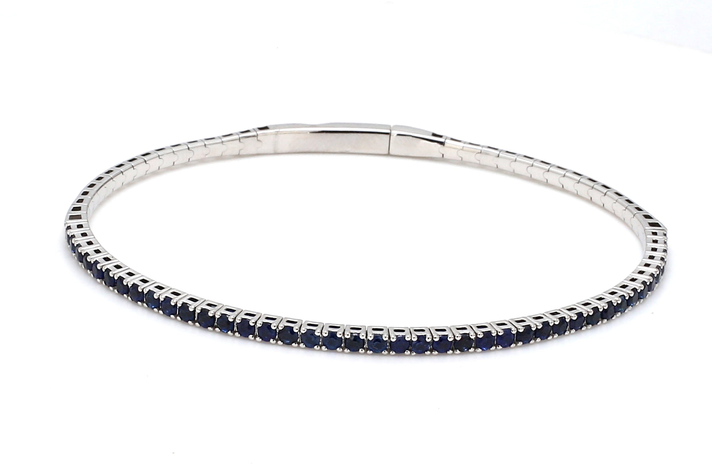 18K White Gold Natural Blue Sapphire Flexible Bracelet
