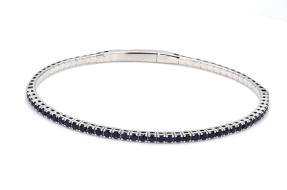 18K White Gold Natural Blue Sapphire Flexible Bracelet