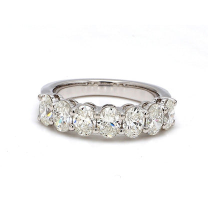 18K White Gold 7 Stone Oval Cut Wedding Band - GIA Certified
