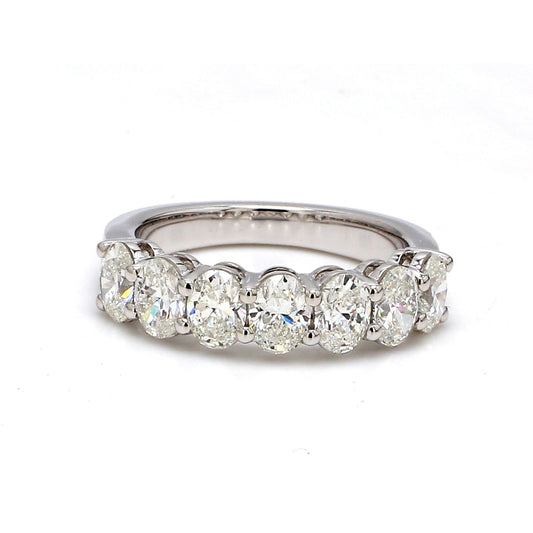 18K White Gold 7 Stone Oval Cut Wedding Band - GIA Certified