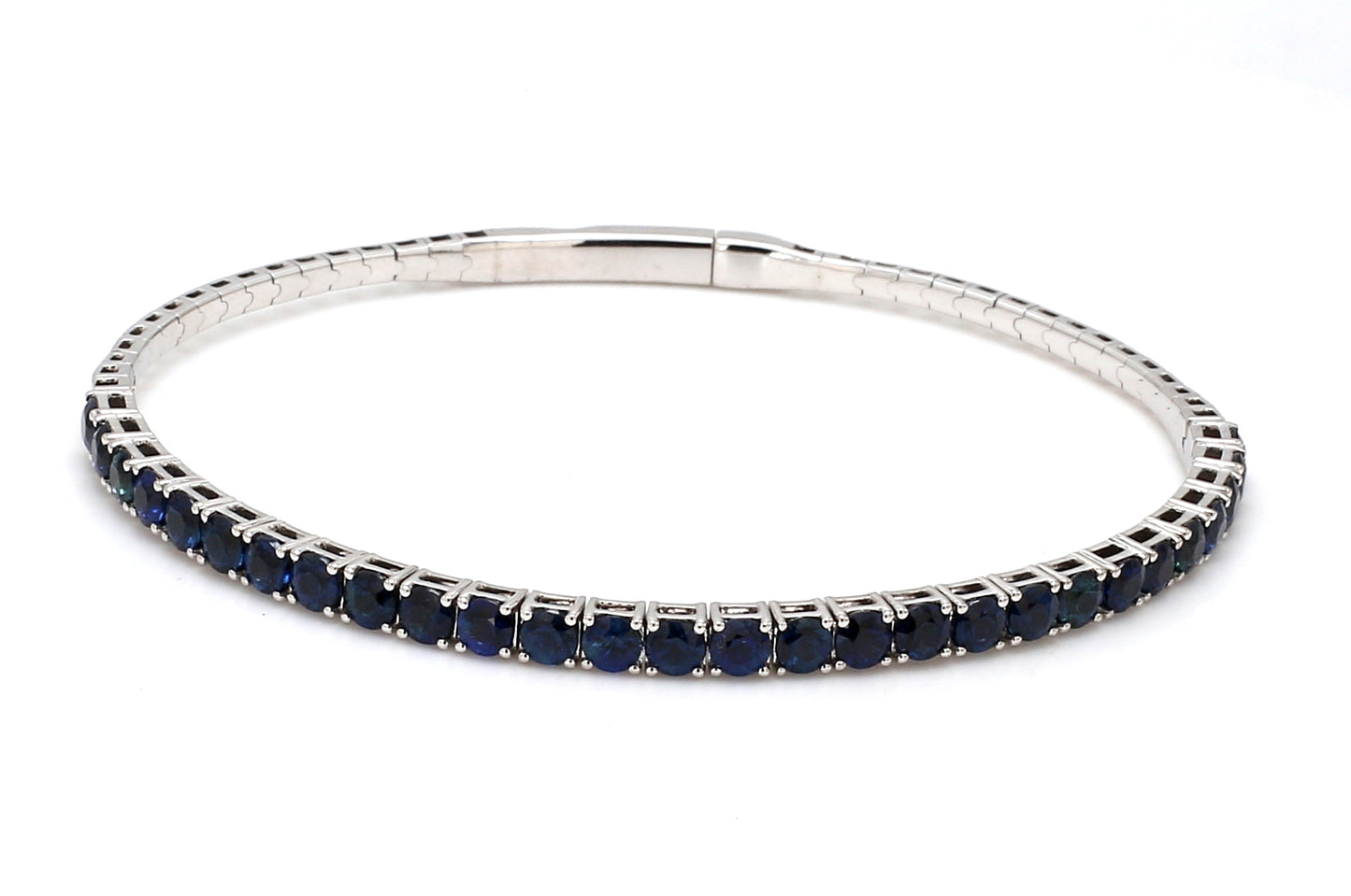 18K White Gold Natural Blue Sapphire Flexible Bracelet