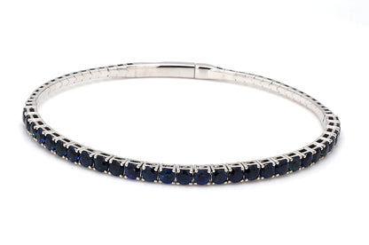 18K White Gold Natural Blue Sapphire Flexible Bracelet